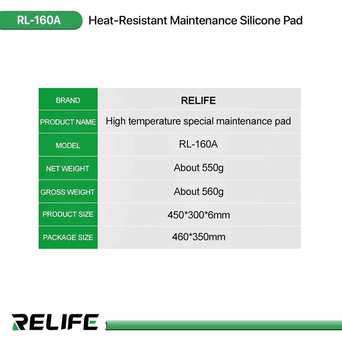 RELIFE RL-160A Heat-Resistant Maintenance Silicone Pad