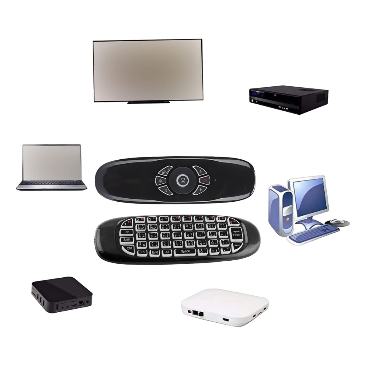 (ريموت | ماوس | كيبورد | شحن | إضاءة RGB) C120 TV BOX