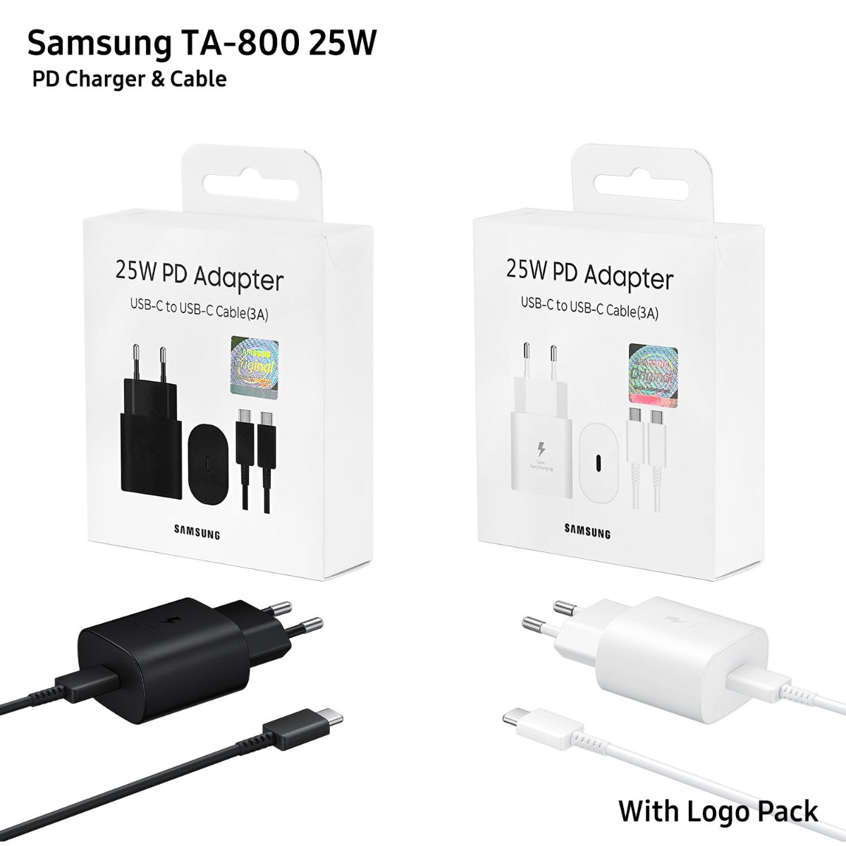  شاحن سامسونج TA-800 25W PD مبكت لوجو مع كيبل