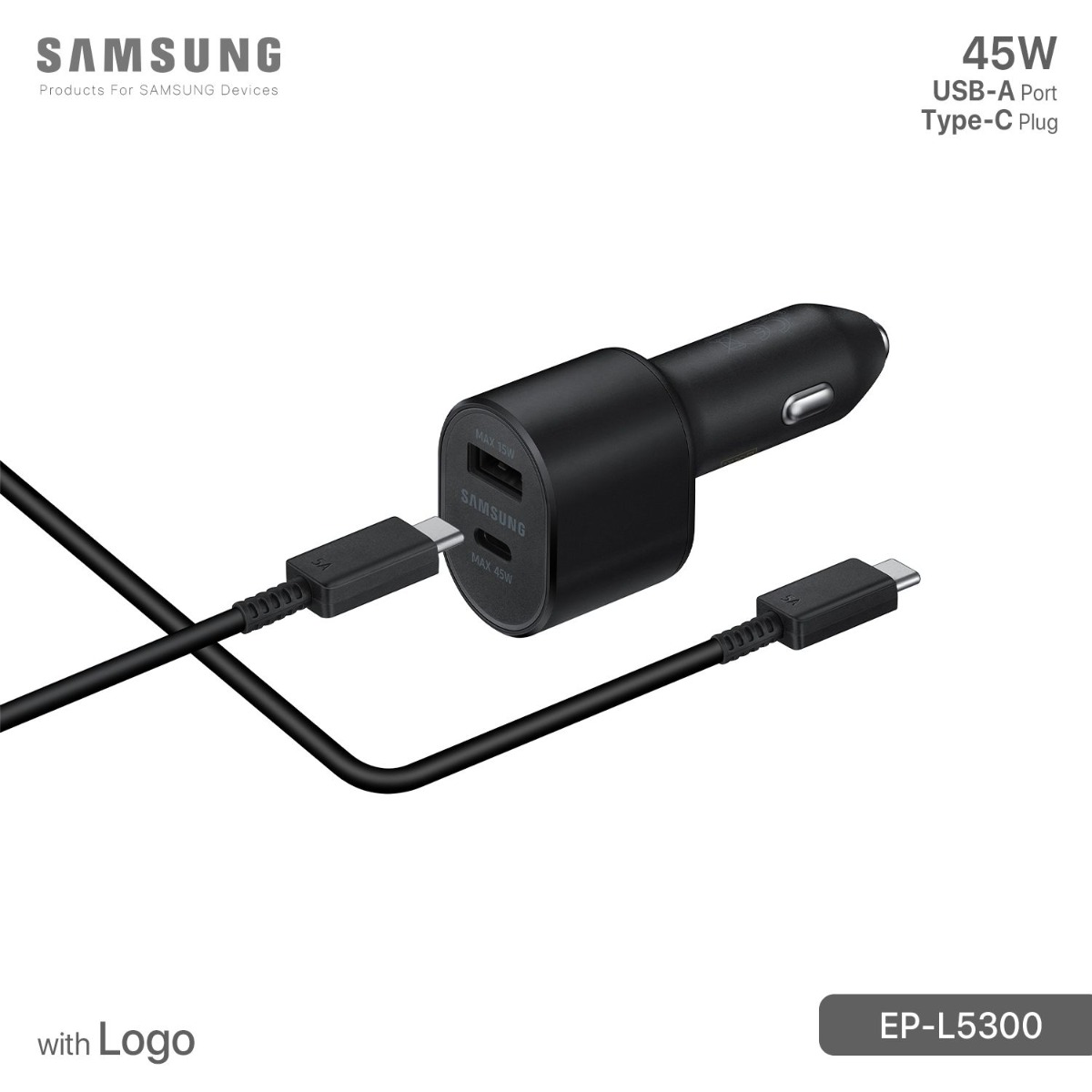 Samsung 45W Car Charger with Cable & Logo