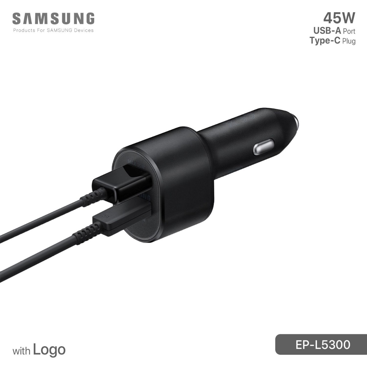 Samsung 45W Car Charger with Cable & Logo
