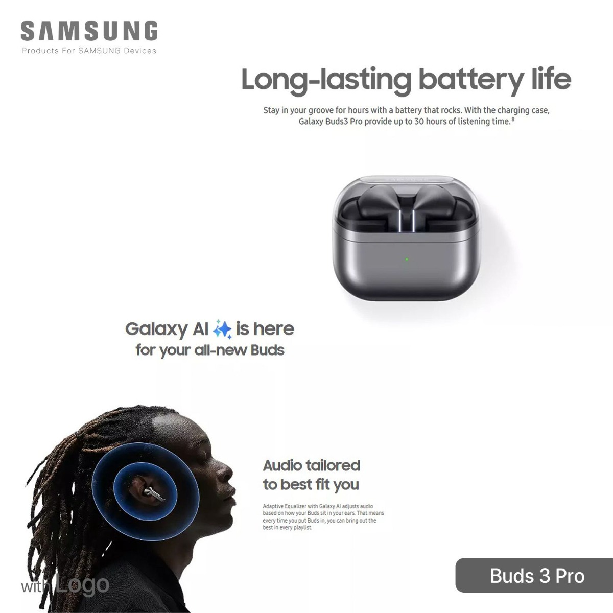 Samsung Buds 3 Pro Bluetooth Earphone with Logo