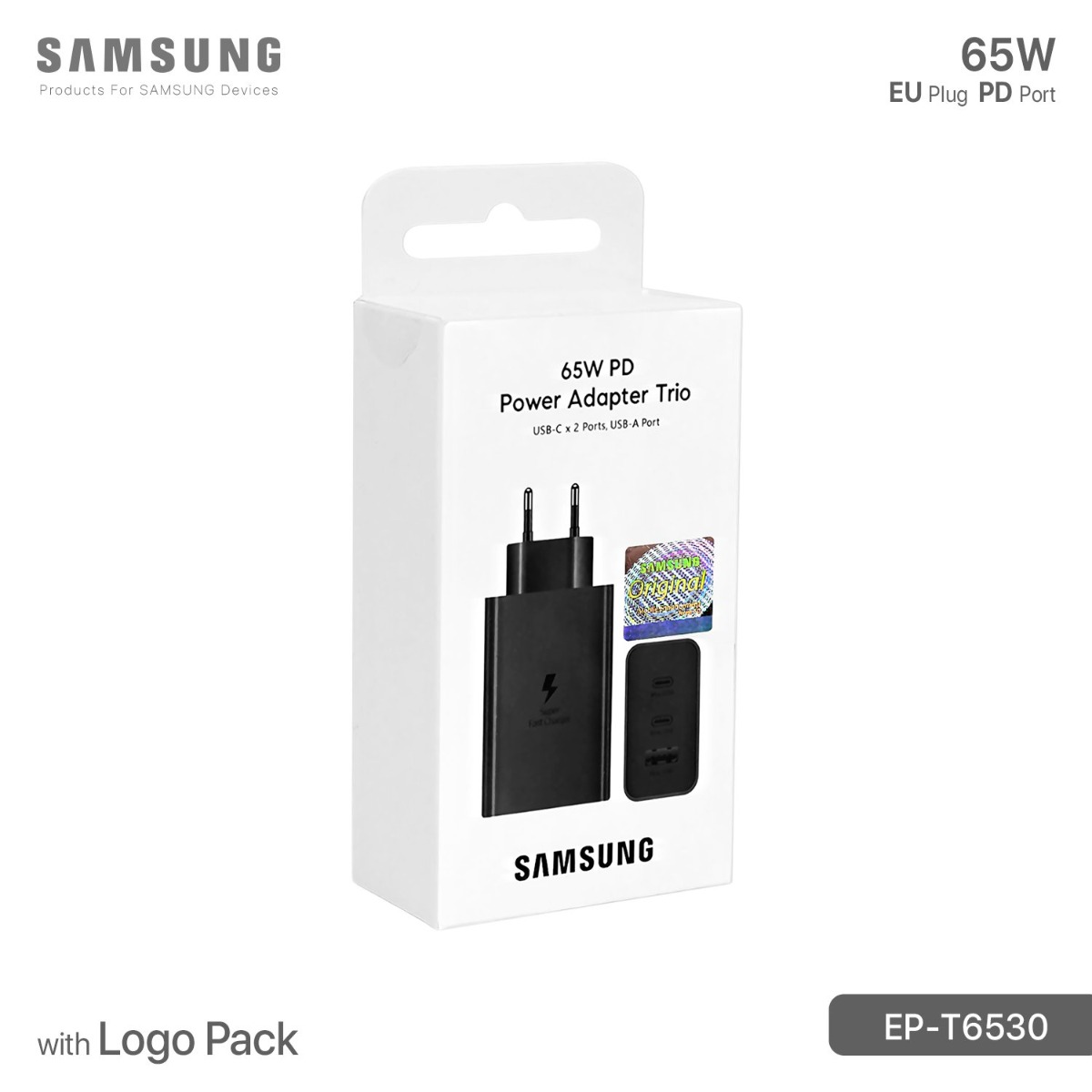 شاحن سامسونج T6530 65W PD مبكت مع لوجو