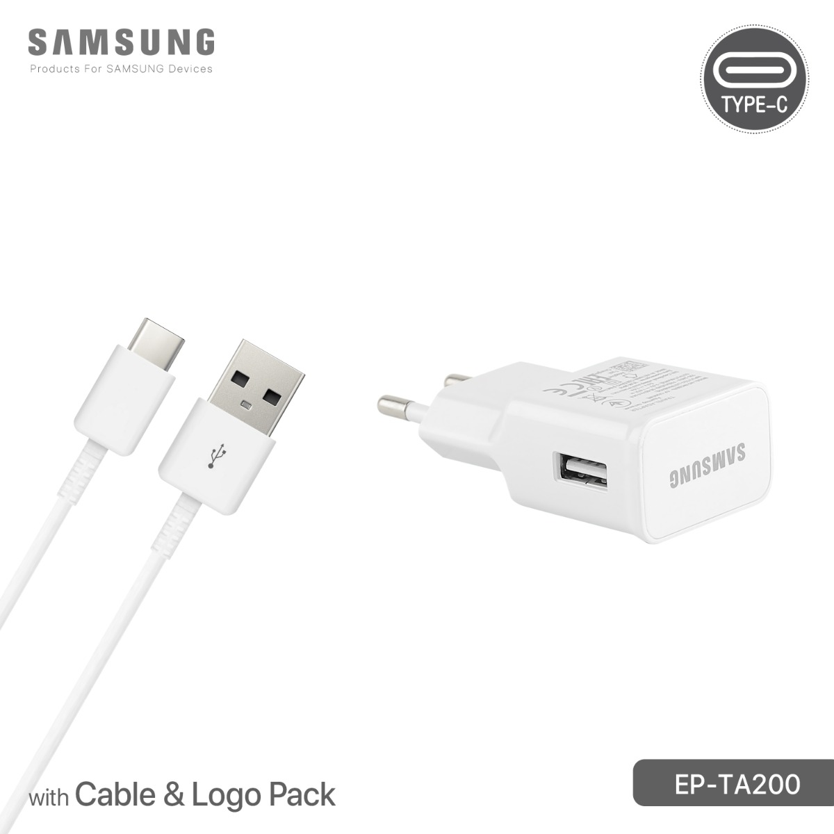Samsung TA200 15W Fast Charger with Cable & Logo Pack