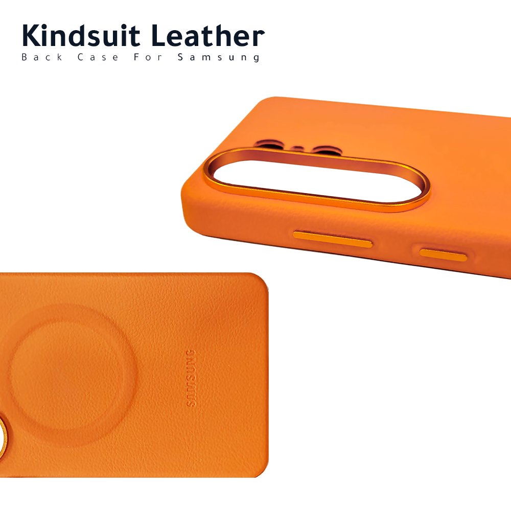 Kindsuit Leather MagSafe Back Case with Logo For Samsung