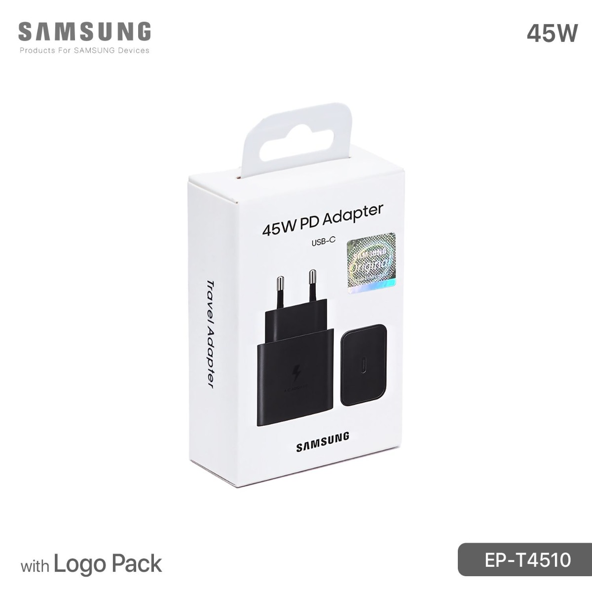 شاحن سامسونج T4510 45W PD مبكت مع لوجو