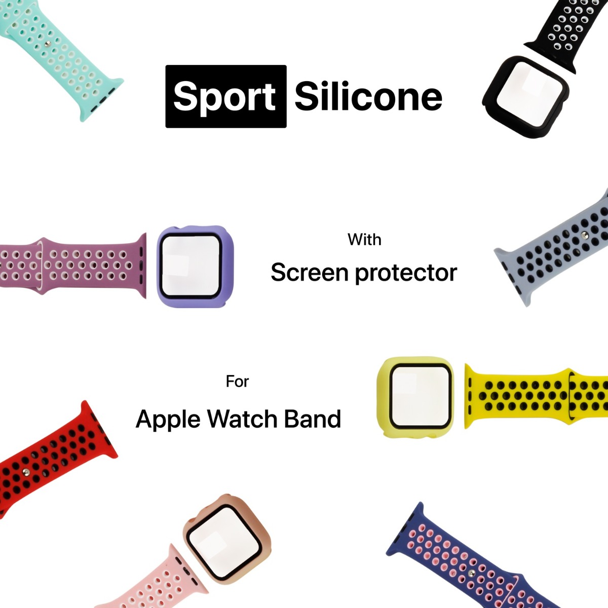 Sport Silicone Apple Watch Band With Screen Protection