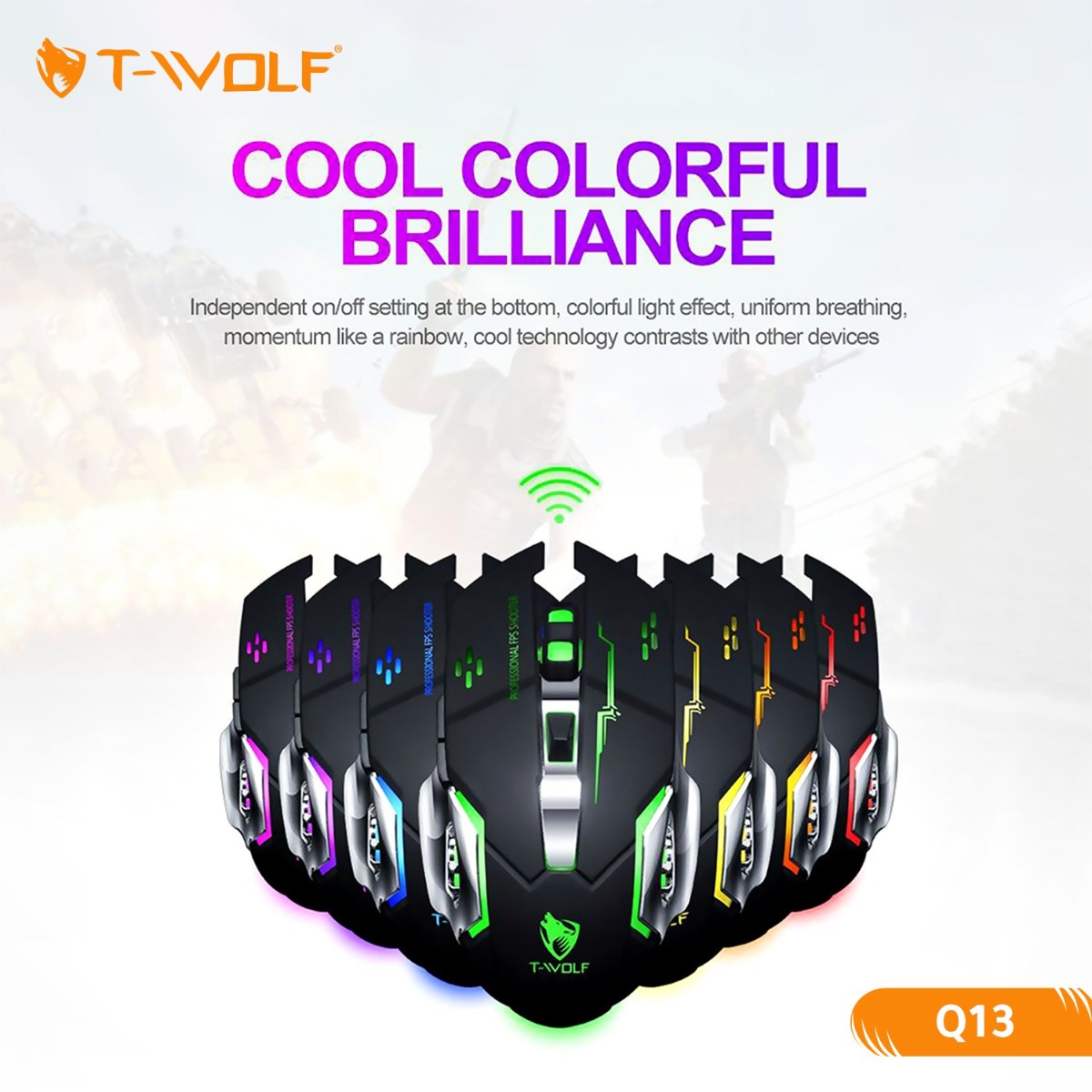 ماوس T-WOLF Q13 لاسلكي للألعاب قابل للشحن