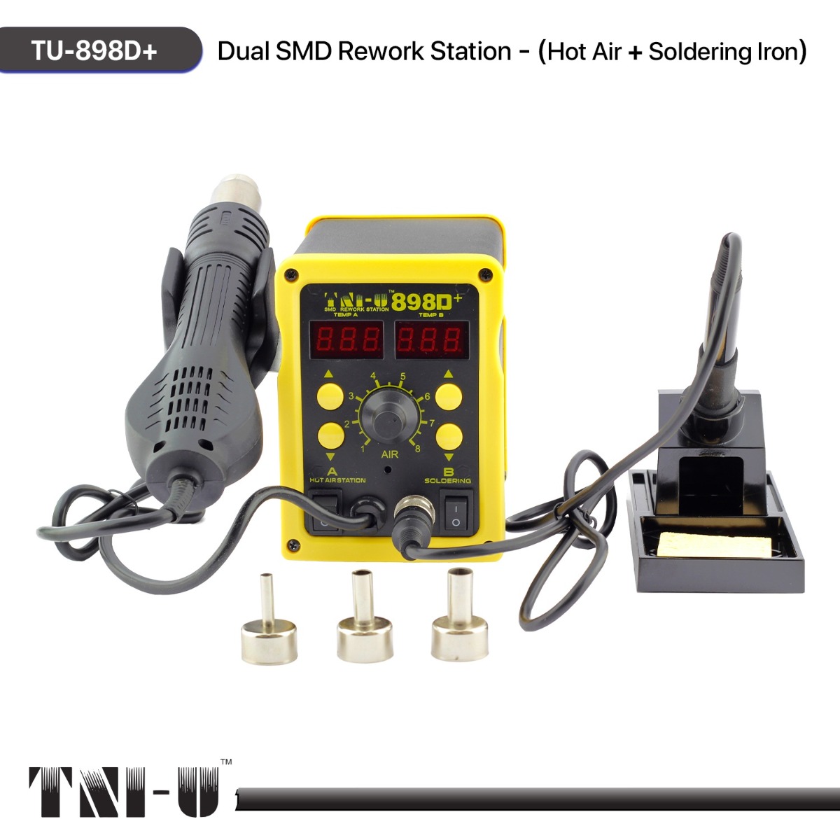 TNI-U TU-898D+ Dual SMD Rework Station - (Hot Air + Soldering Iron)