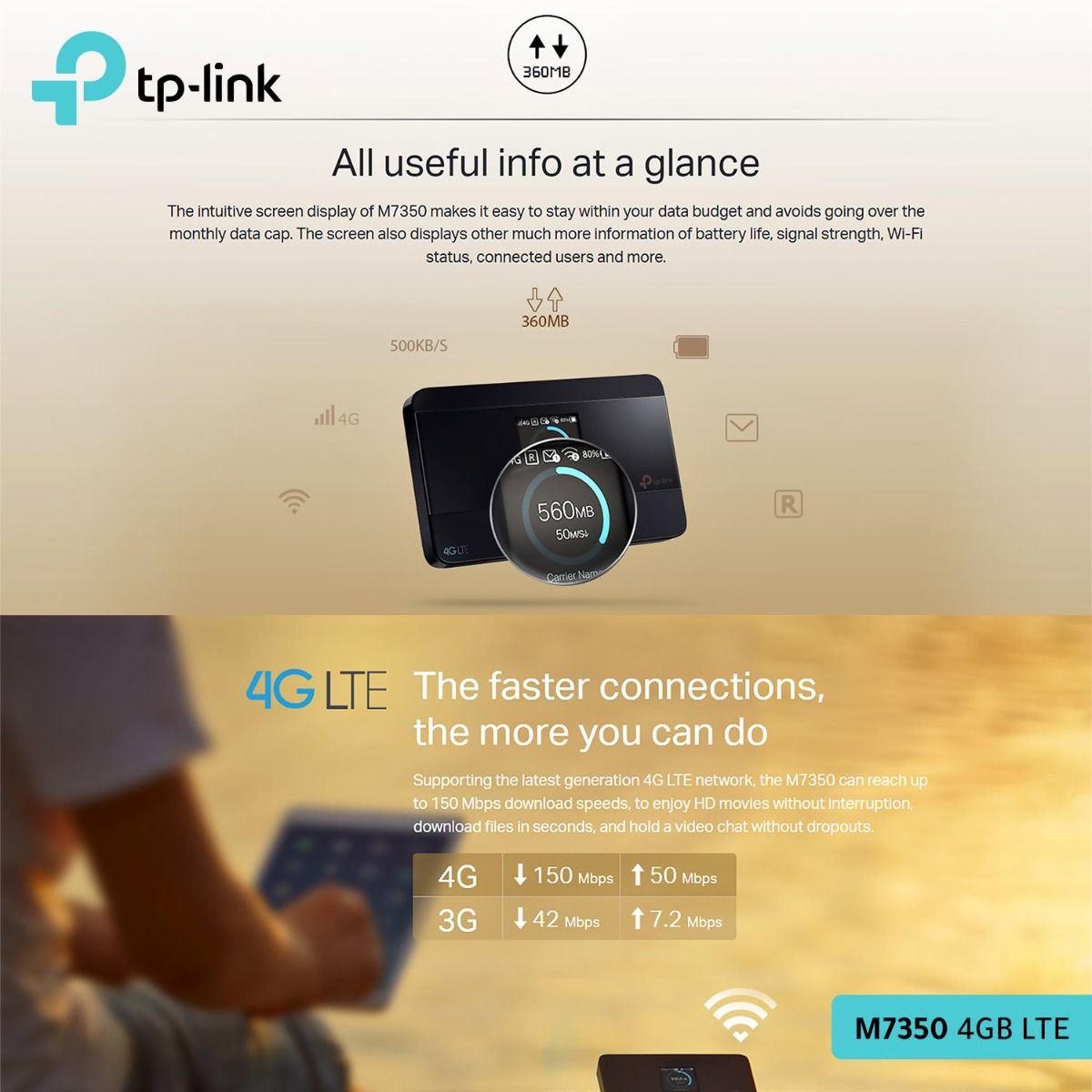راوتر محمول TP-Link M7350 4G LTE