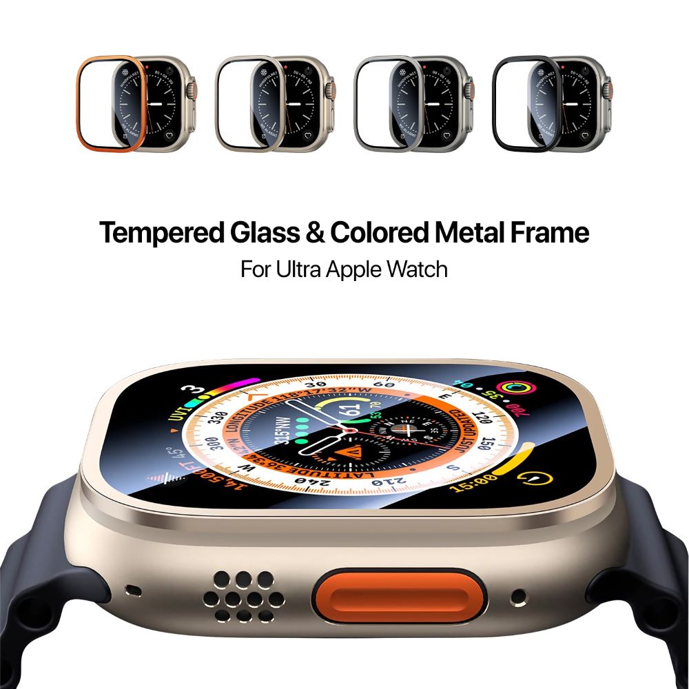 Tempered Glass Screen Protection with Metal Frame for Ultra Watch