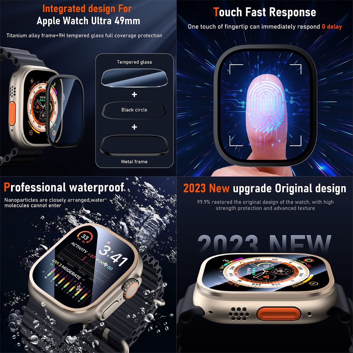 Tempered Glass Screen Protection with Metal Frame for Ultra Watch