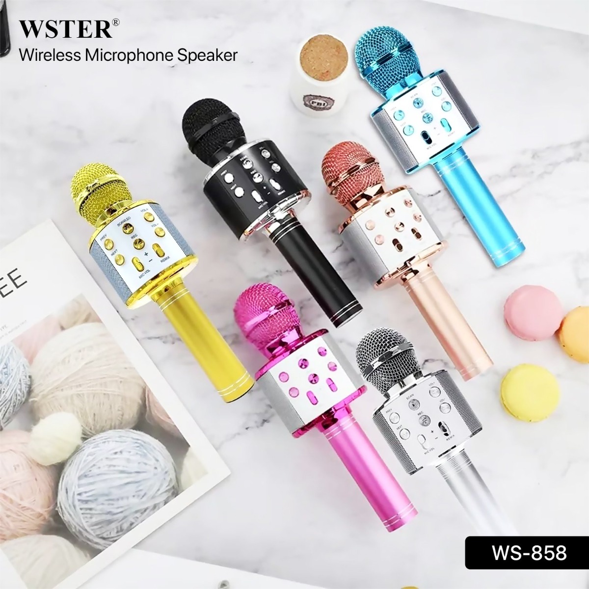 WSTER WS-858 2in1 Wireless Bluetooth Microphone Speaker