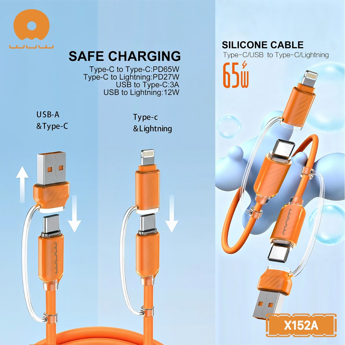 WUW X152A 4in1 65W PD Cable