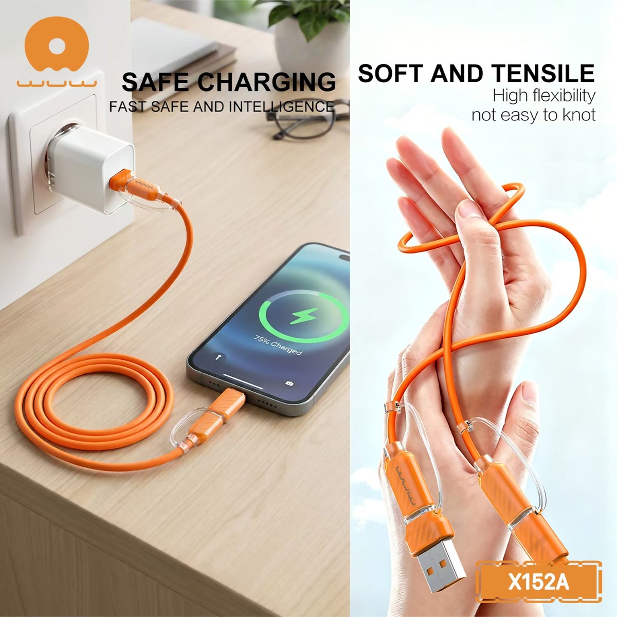 كيبل WUW X152A 4in1 65W PD