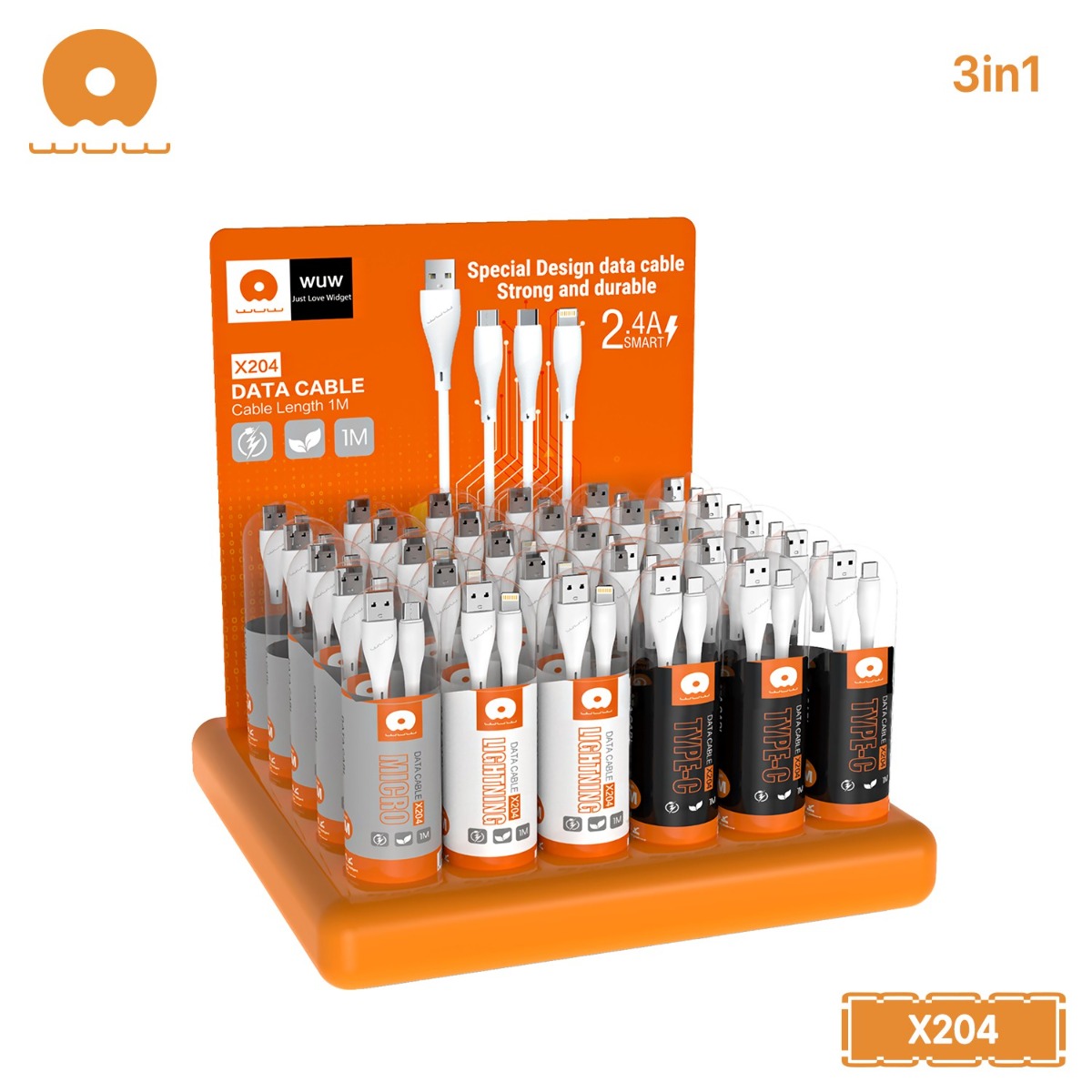 WUW X204 30Pcs Tube Cable Package