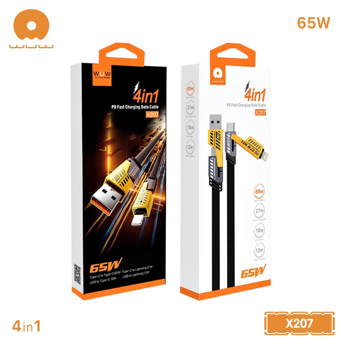 كيبل WUW X207 4in1 65W PD