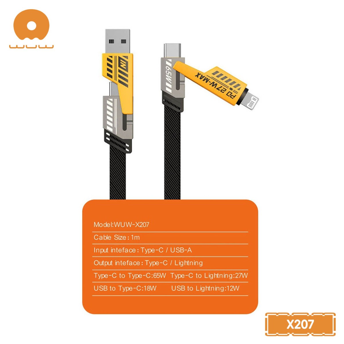 كيبل WUW X207 4in1 65W PD