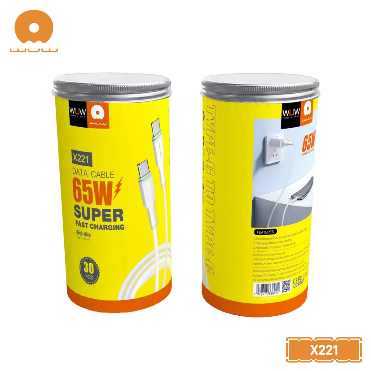 WUW X221 30Pcs 65W PD Cable Package