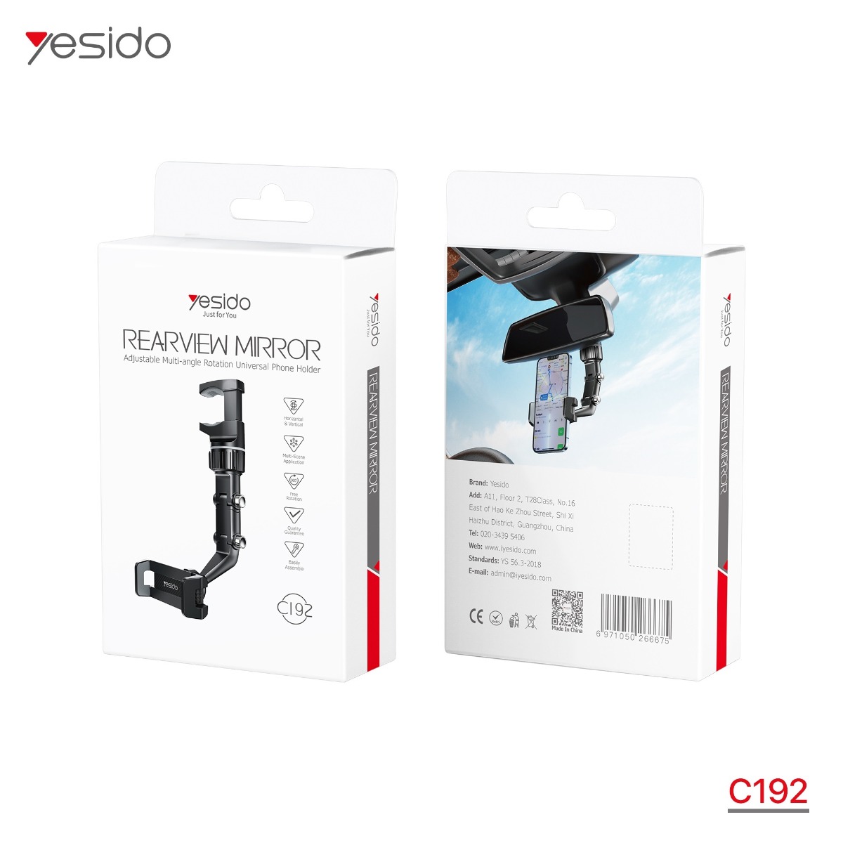 YESIDO C192 One-Touch Button Mobile Phone Holder