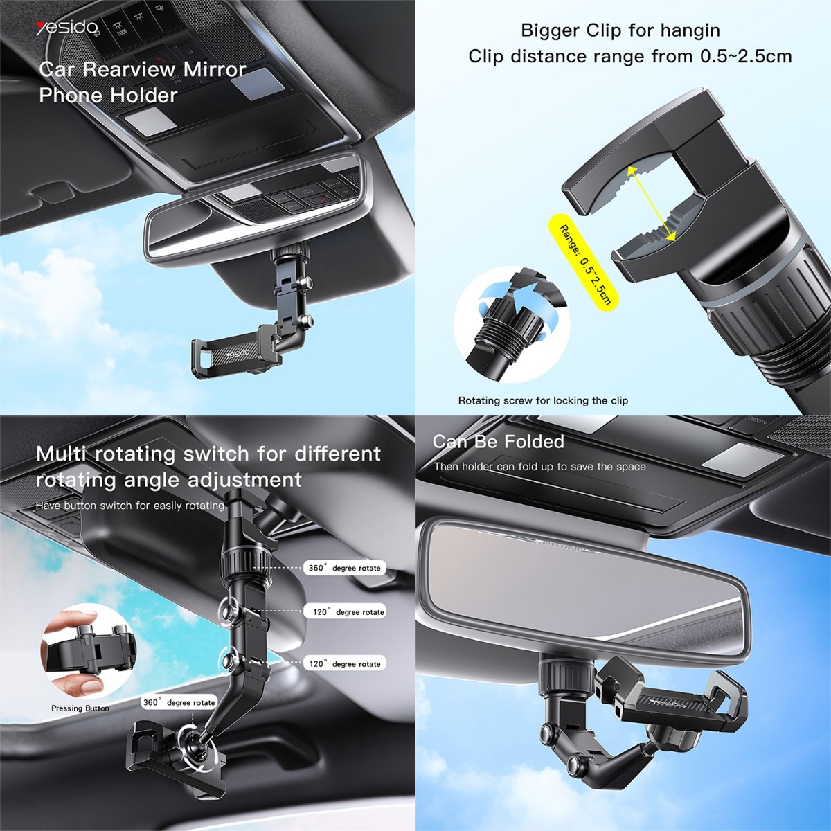 YESIDO C192 One-Touch Button Mobile Phone Holder