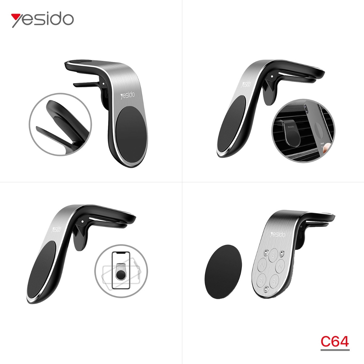 حمالة الهاتف YESIDO C64 المغناطيسية