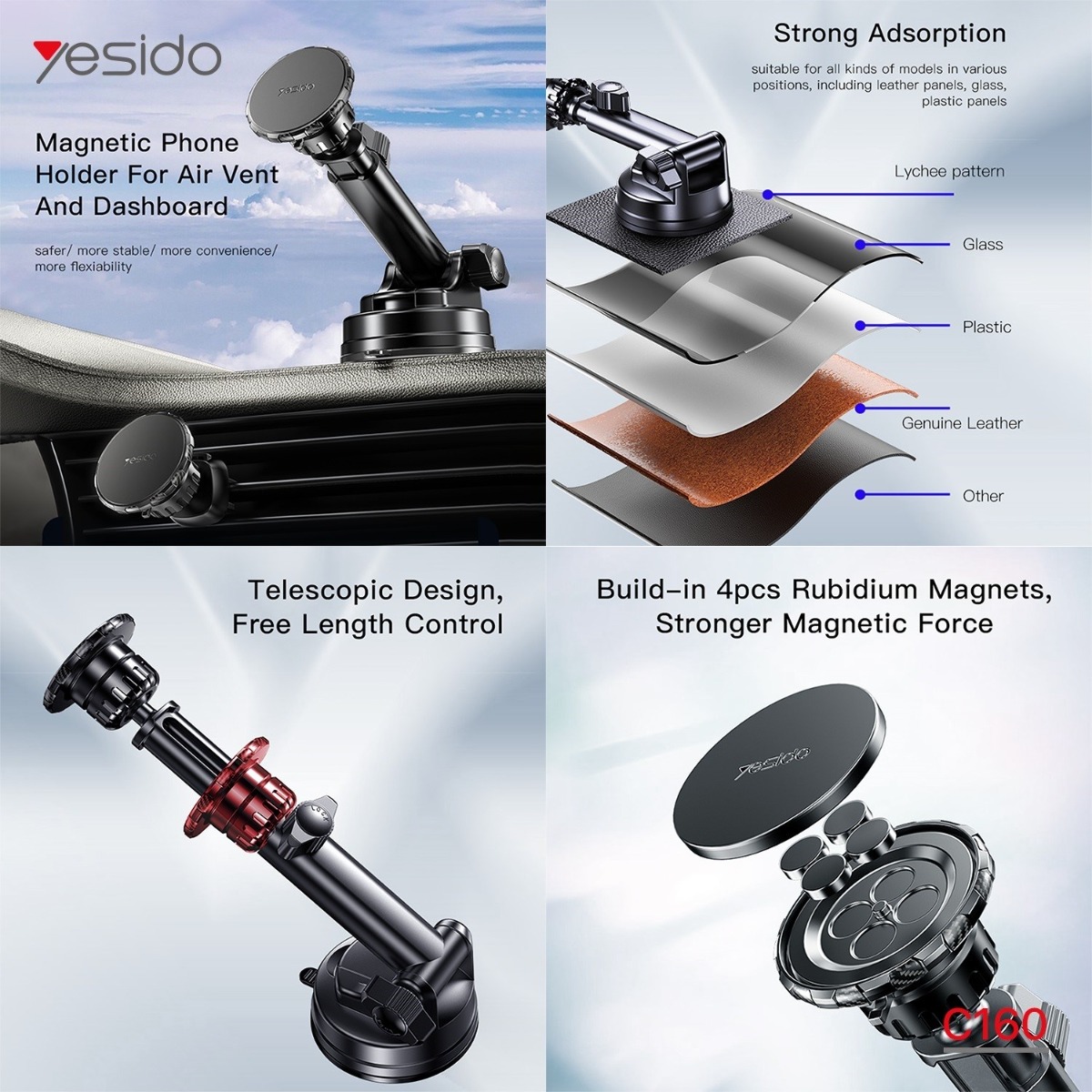 YESIDO C160 Long Arm Magnetic Mobile Phone Holder