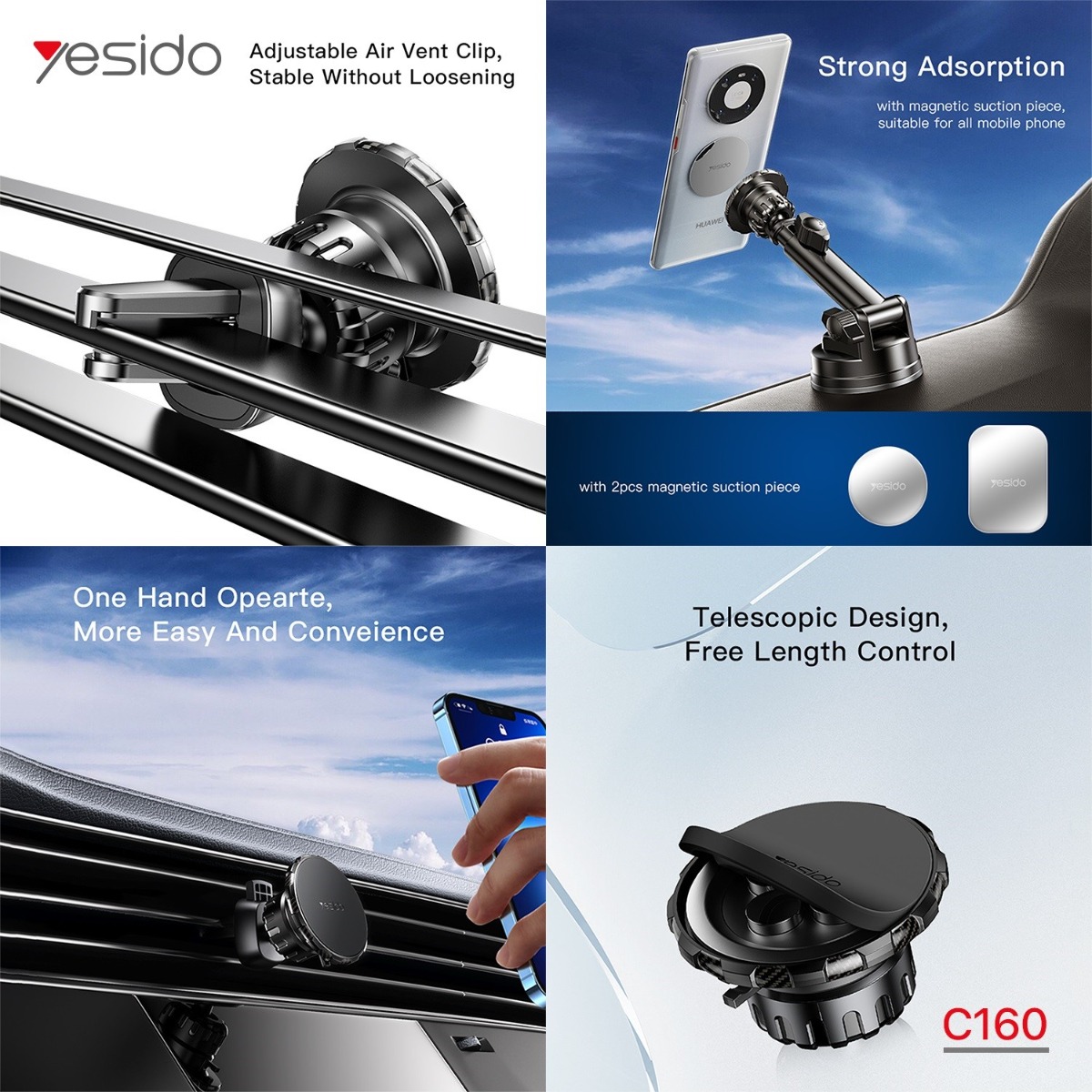 YESIDO C160 Long Arm Magnetic Mobile Phone Holder