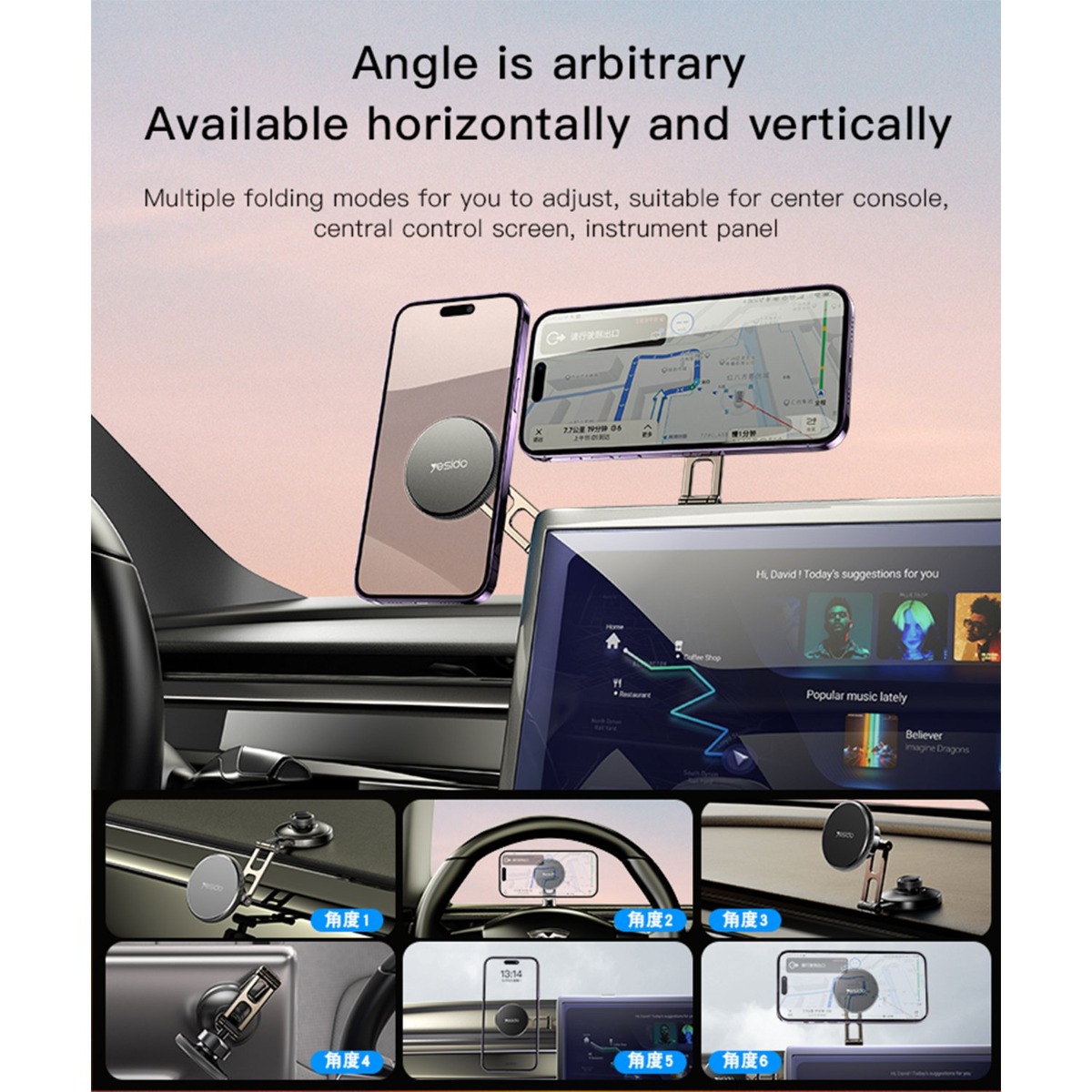 YESIDO C199 Magnetic Mobile Phone Holder with MagSafe