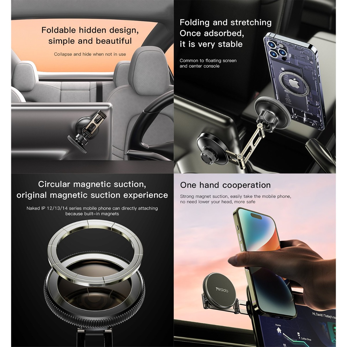 YESIDO C199 Magnetic Mobile Phone Holder with MagSafe