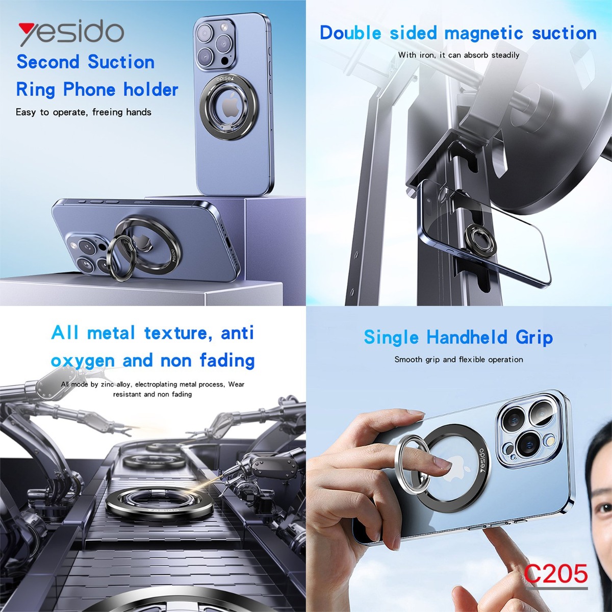 YESIDO C205 Magnetic Mobile Phone Holder & Finger Ring