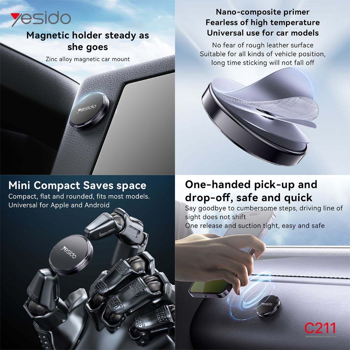 YESIDO C211 Mini Magnetic Mobile Phone Holder