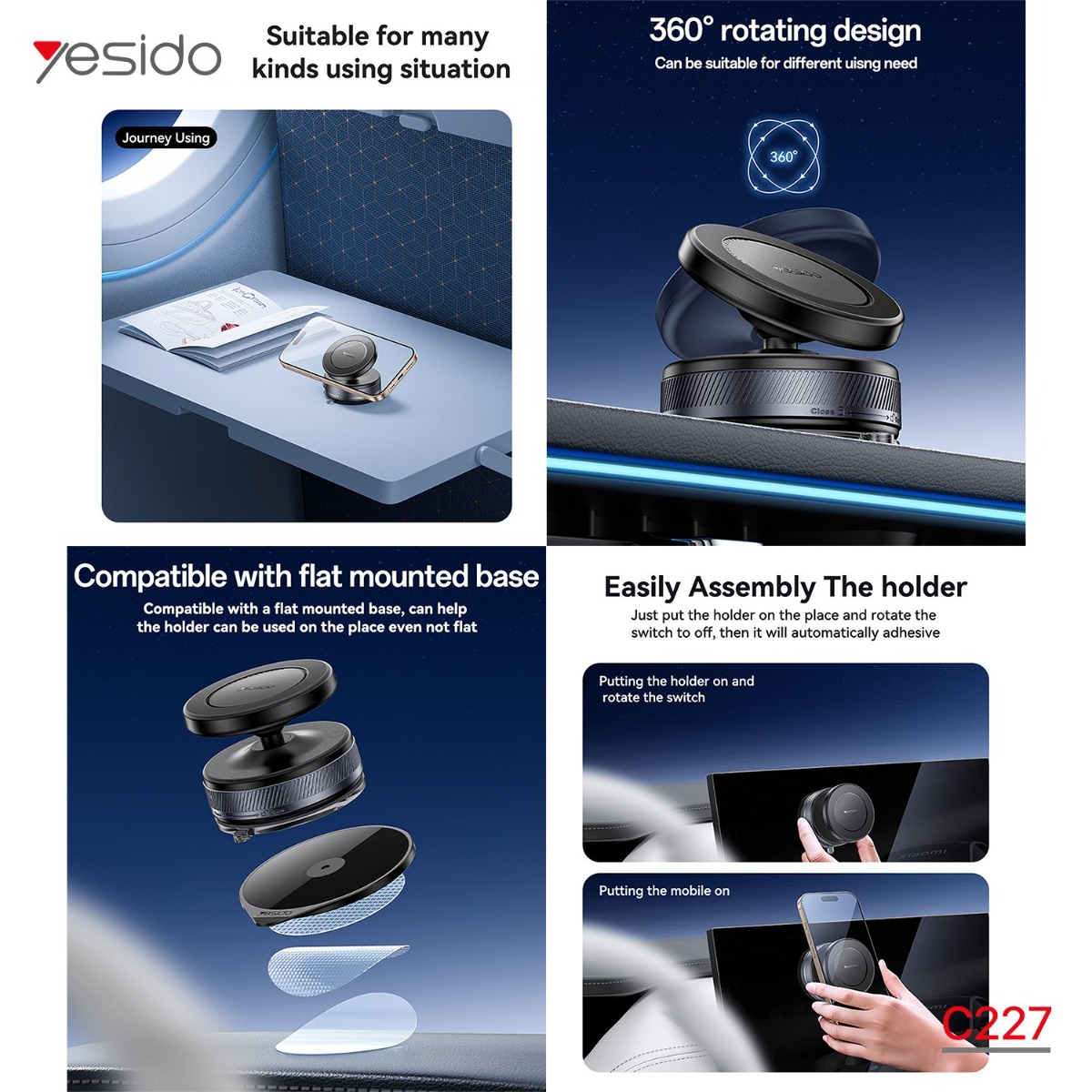 YESIDO C227 Magnetic Mobile Phone Holder with MagSafe