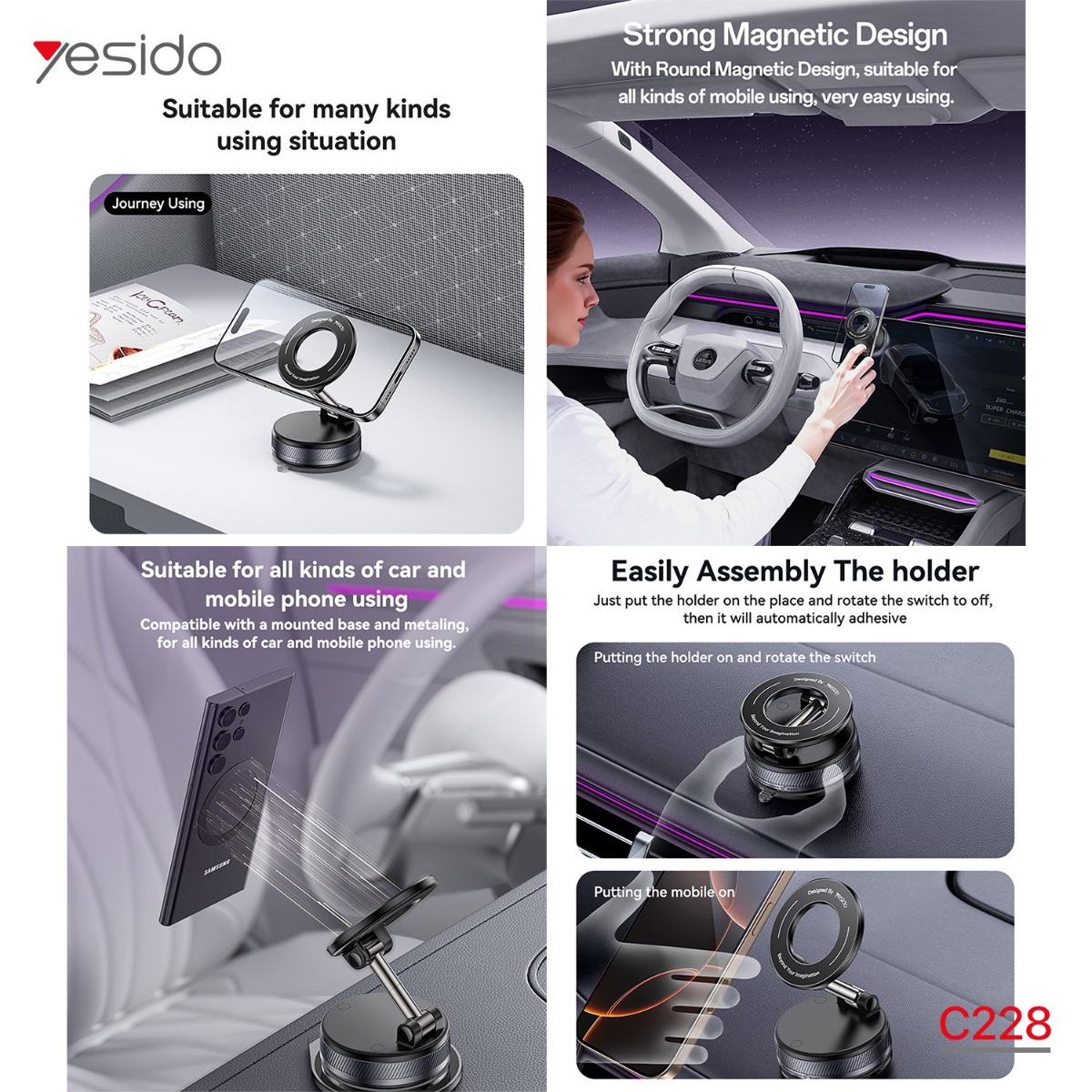 YESIDO C228 Magnetic Mobile Phone Holder