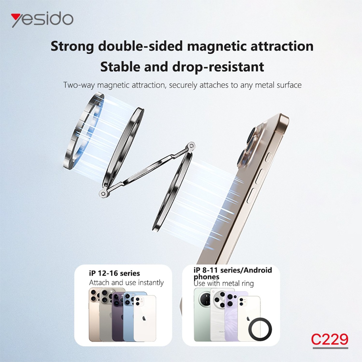 YESIDO C229 Magnetic Mobile Phone Holder & Finger Ring