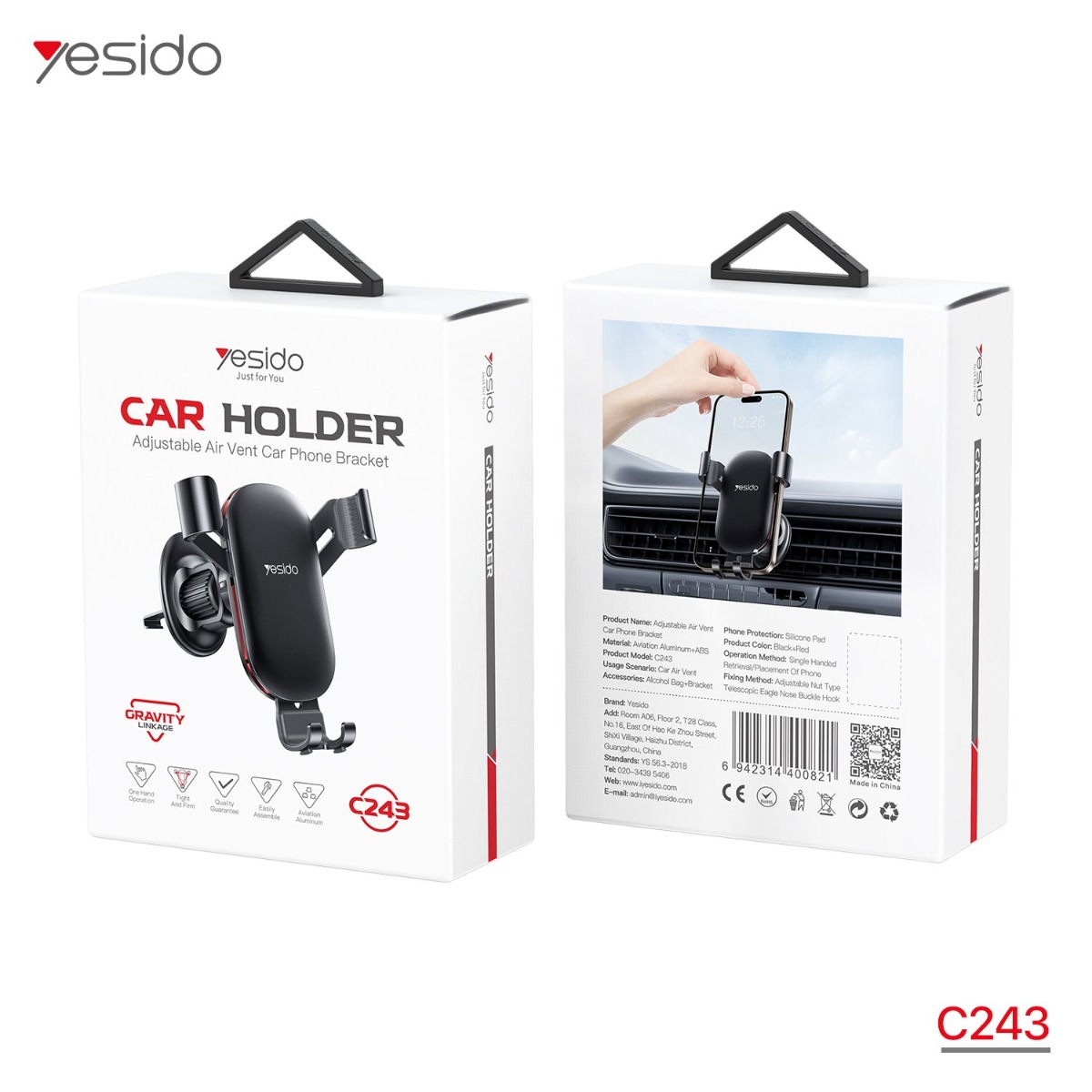 YESIDO C243 One-Touch Button Mobile Phone Holder