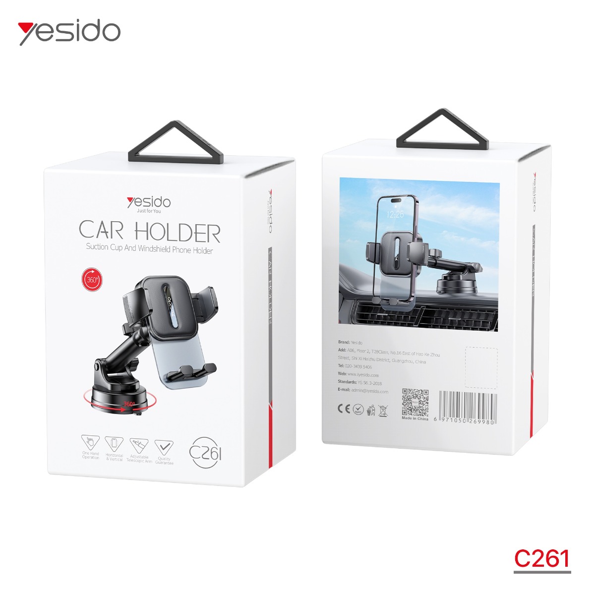 حمالة الهاتف YESIDO C261 كبسة بذراع طويل