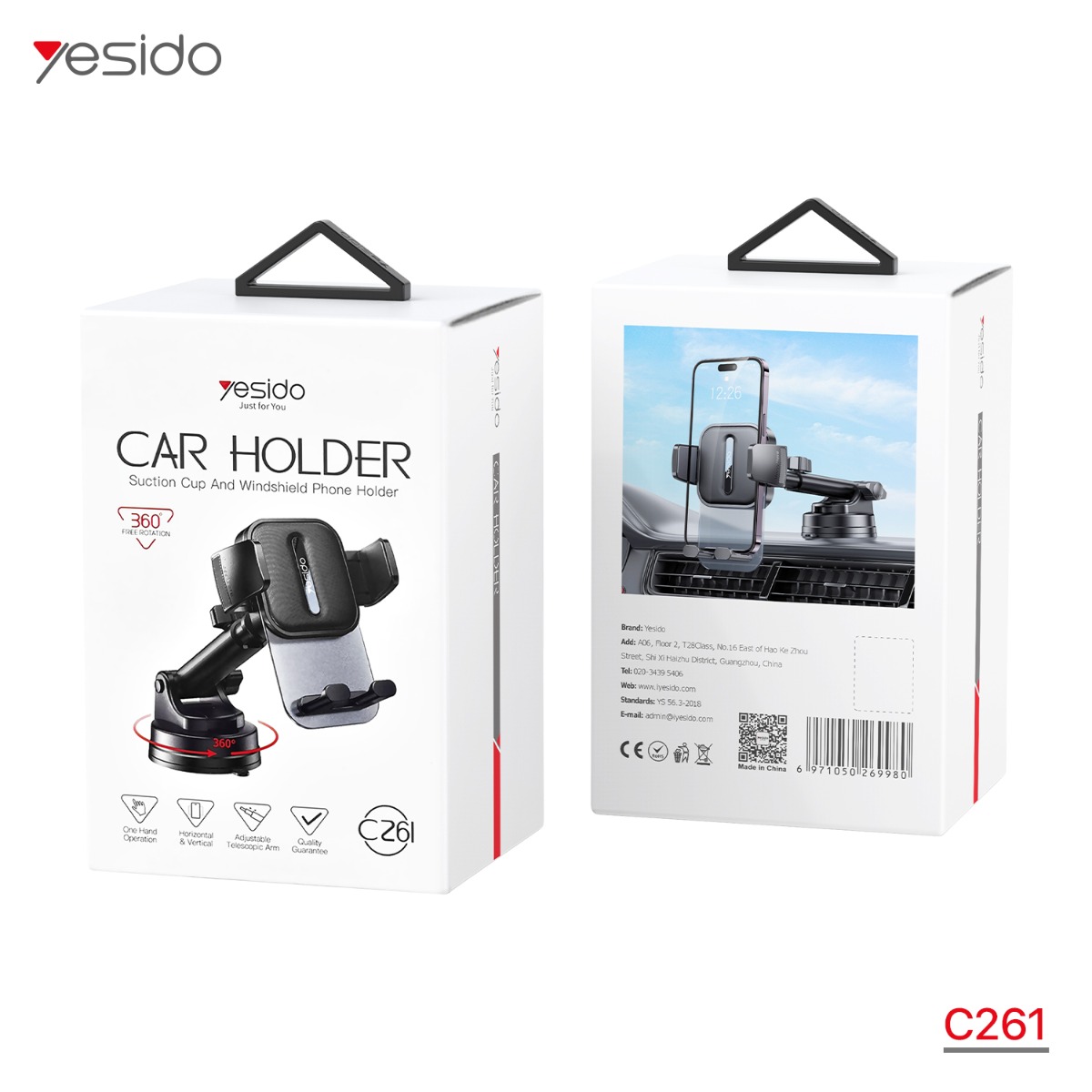 YESIDO C261 Long Arm One-Touch Button Mobile Phone Holder