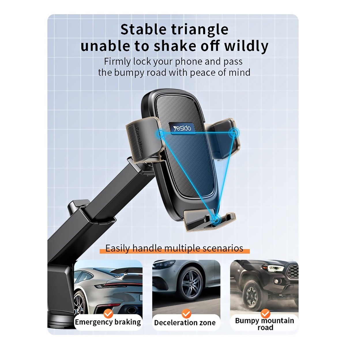 YESIDO C262 Long Arm One-Touch Button Mobile Phone Holder