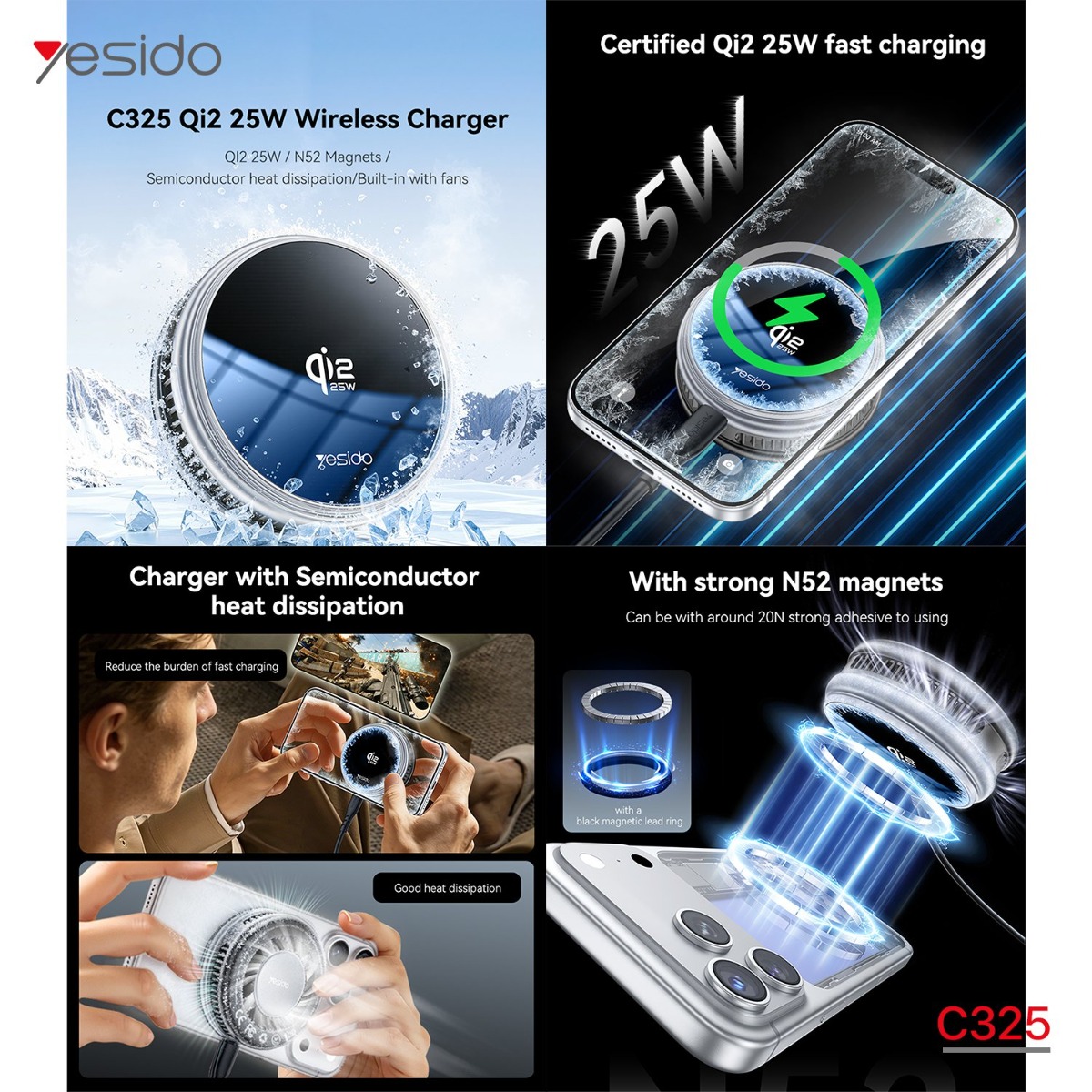 شاحن YESIDO C325 25W Wireless