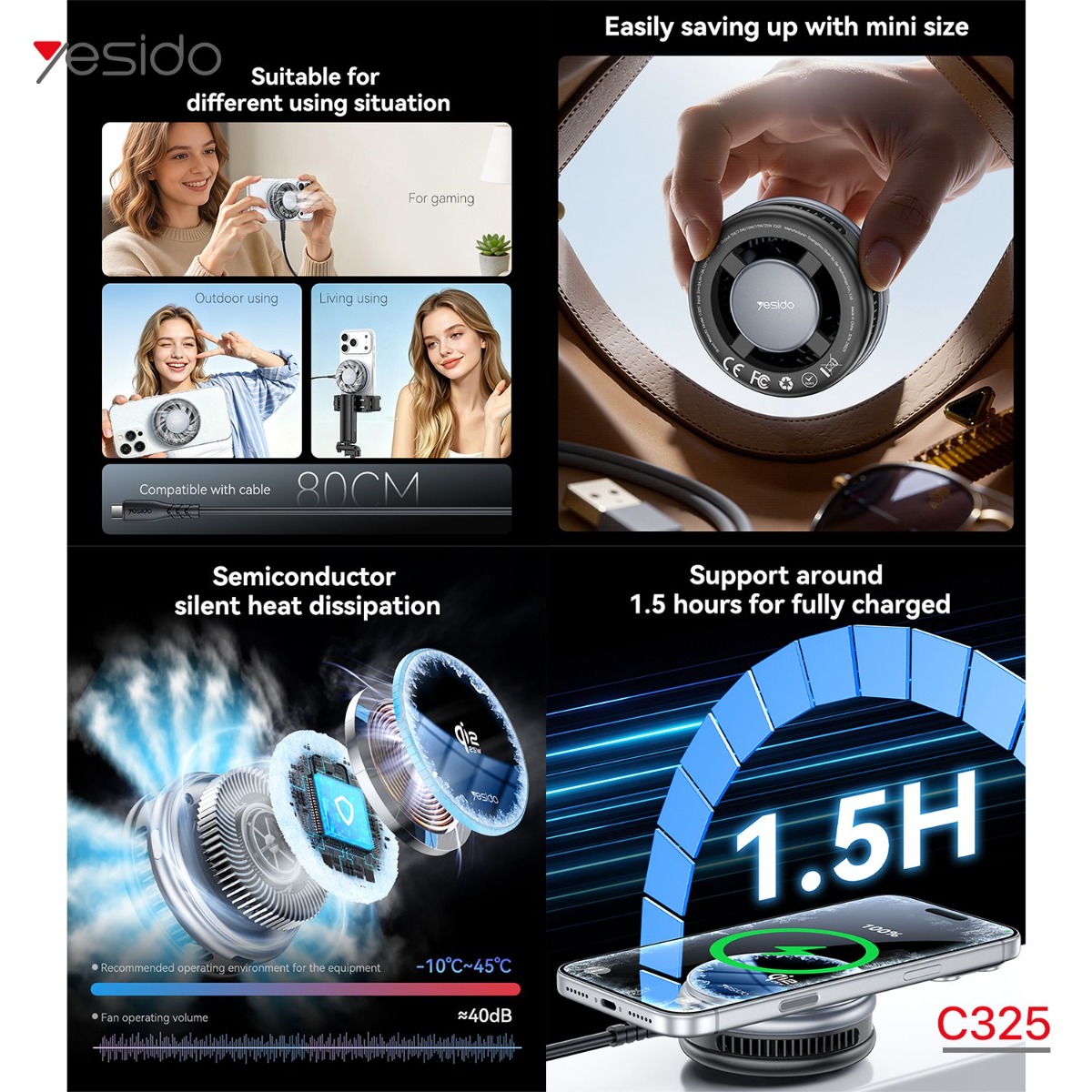شاحن YESIDO C325 25W Wireless