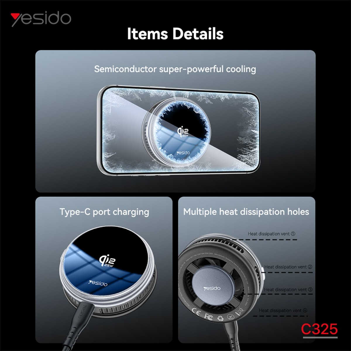 شاحن YESIDO C325 25W Wireless