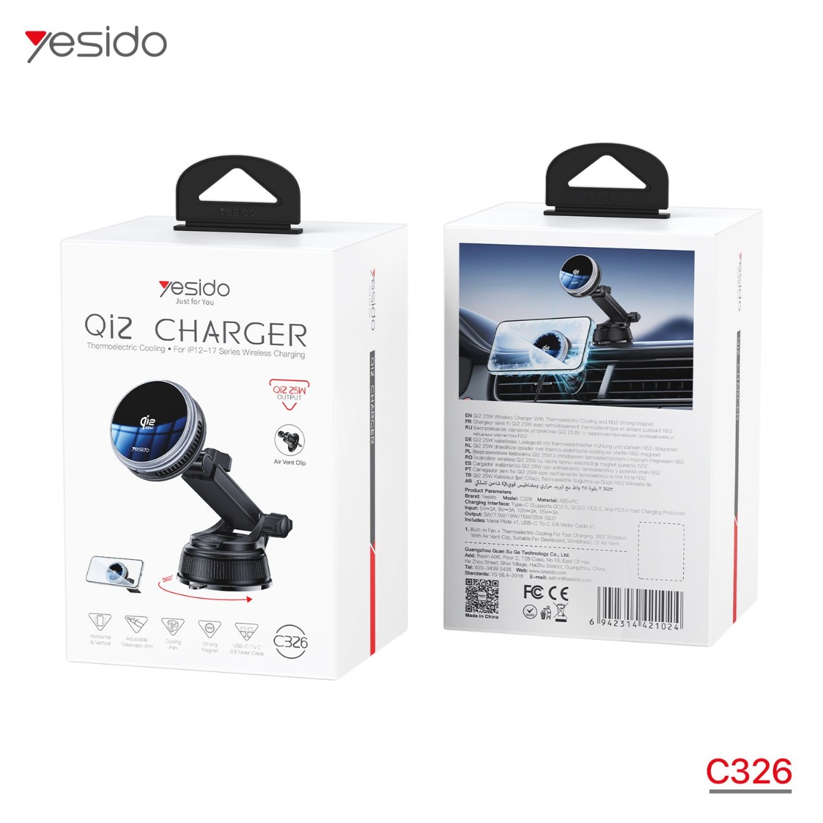 YESIDO C326 Magnetic Mobile Phone Holder with MagSafe Charger