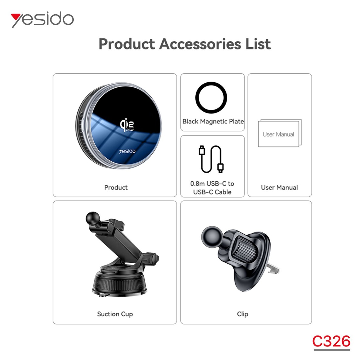 YESIDO C326 Magnetic Mobile Phone Holder with MagSafe Charger