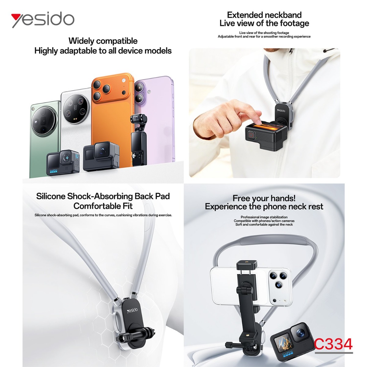 حمالة الهاتف YESIDO C334 كبسة للرقبة