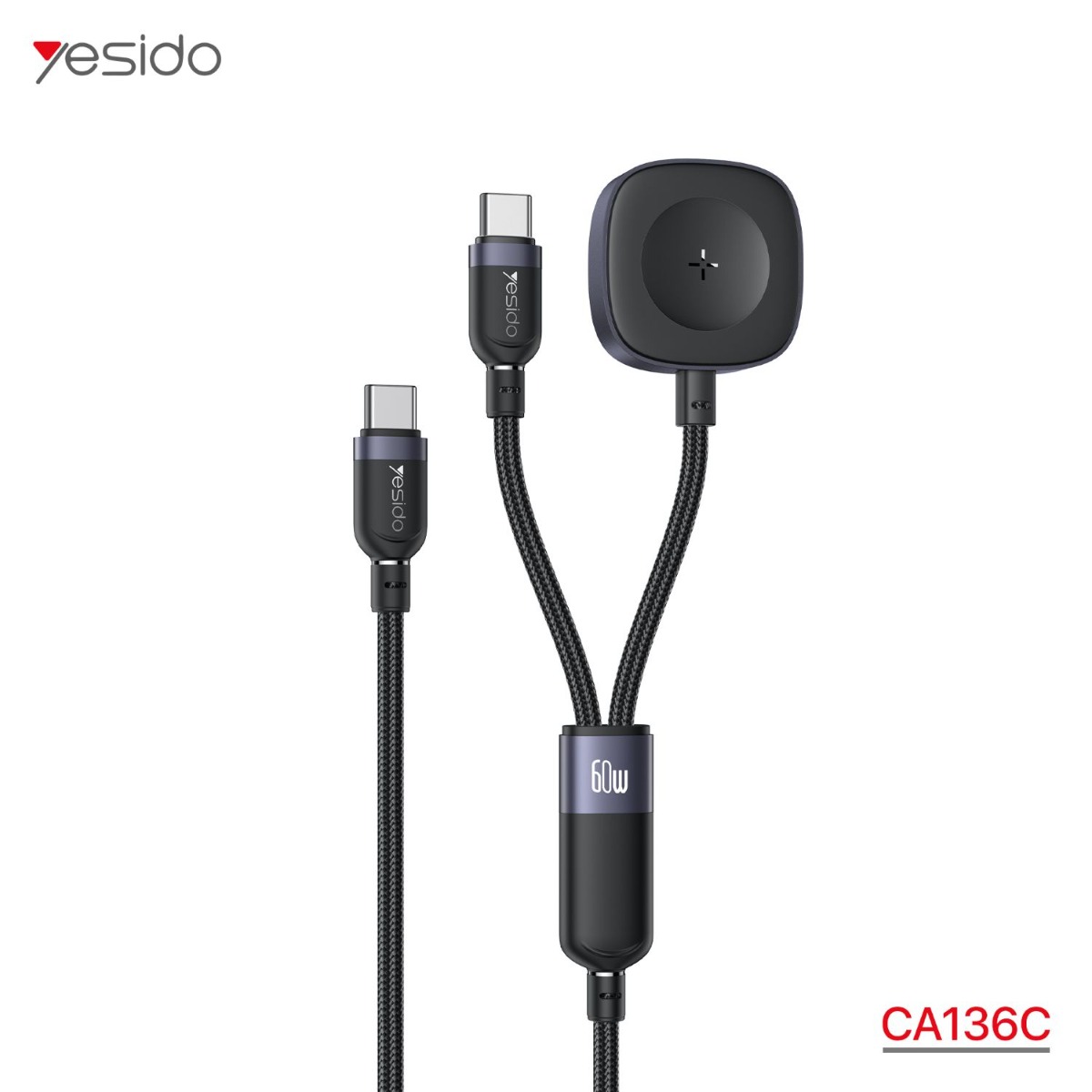 YESIDO CA136C 60W PD 2in1 Cable For Apple Watch & Type-C Devices