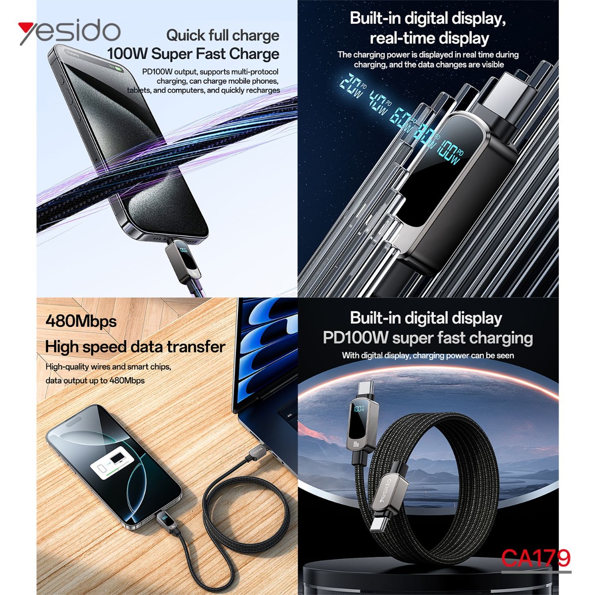 YESIDO CA179 100W PD Cable