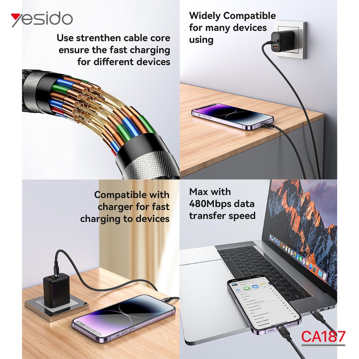 YESIDO CA187 27W PD iPhone Cable