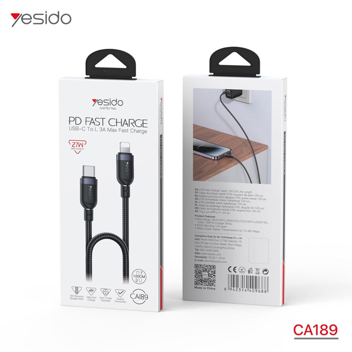 YESIDO CA189 27W PD Cable