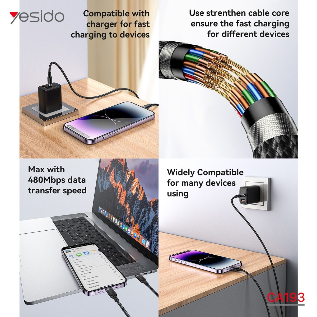 YESIDO CA193 3M 27W PD Cable